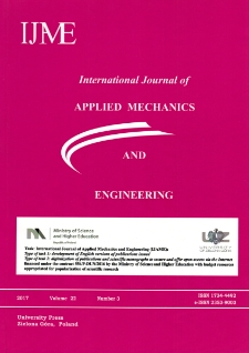 International Journal of Applied Mechanics and Engineering (IJAME), volume 22, number 3 (2017) - Contents