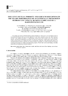 Influence of wall porosity and surfaces roughness on the steady performance of an externally pressurized hydrostatic conical bearing lubricated by a Rabinowitsch fluid