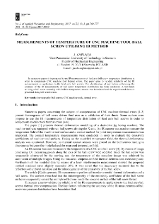Measurements of temperature of CNC machine tool ball screw utilising IR method