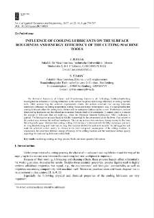 Influence of cooling lubricants on the surface roughness and energy efficiency of the cutting machine tools