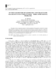 On the parameters of geometric constraints for cracked plates under tension - three-dimensional problems