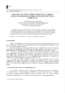 Influence of total inertia effects in a thrust curvilinear bearing lubricated with Newtonian lubricants