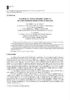 Technical and economic aspects of low emission reduction in Poland