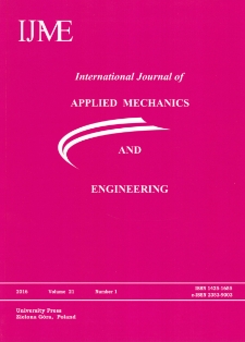 International Journal of Applied Mechanics and Engineering (IJAME), volume 21, number 1 (2016) - Contents
