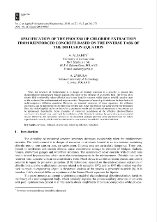 Specification of the process of chloride extraction from reinforced concrete based on the inverse task of the diffusion equation
