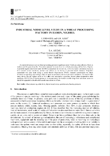 Industrial noise level study in a wheat processing factory in Ilorin, Nigeria