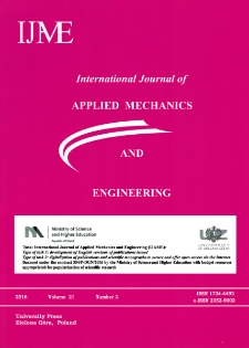 International Journal of Applied Mechanics and Engineering (IJAME), volume 21, number 3 (2016) - Contents