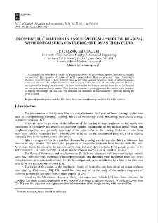 Pressure distribution in a squeeze film spherical bearing with rough surfaces lubricated by an Ellis fluid