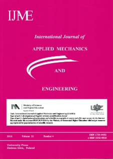 International Journal of Applied Mechanics and Engineering (IJAME), volume 21, number 4 (2016) - Contents