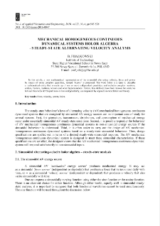 Mechanical homogeneous continuous dynamical systems holor algebra-steady-state alternating velocity analysis