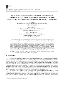 Similarity solution for combined free-forced convection past a vertical porous plate in a porous medium with a convective surface boundary condition