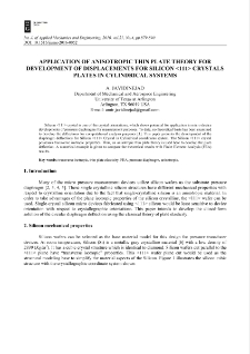 Application of anisotropic thin plate theory for development of displacements for Silicon <111> crystals plates in cylindrical systems