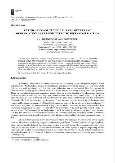 Verification of technical parameters and modification of upright exercise bike construction