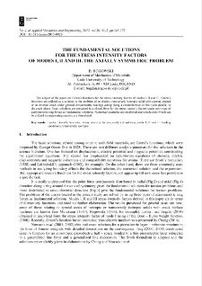 The fundamental solutions for the stress intensity factors of modes I, II and III. The axially symmetric problem