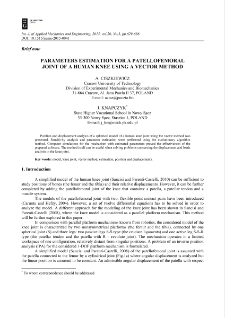 Parameters estimation for a patellofemoral joint of a human knee using a vector method