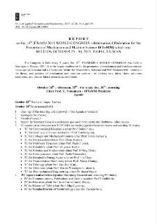 Report on the 14th IFToMM 2015 World Congress