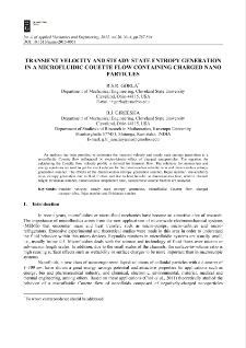 Transient velocity and steady state entropy generation in a microfluidic Couette flow containing charged nano particles