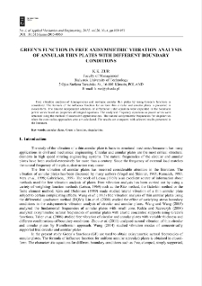 Green`s function in free axisymmetric vibration analysis of annular thin plates with different boundary conditions