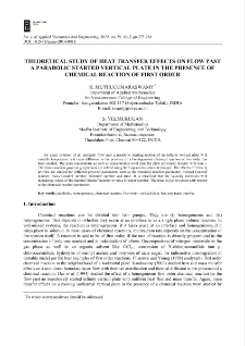 Theoretical study of heat transfer effects on flow past a parabolic started vertical plate in the presence of chemical reaction of first order