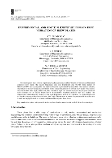 Experimental and finite element studies on free vibration of skew plates