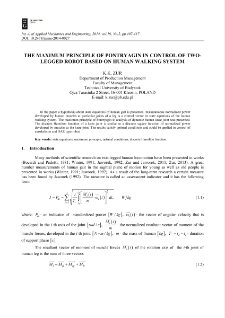 The maximum principle of pontryagin in control of two-legged robot based on human walking system