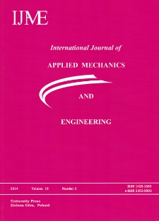 International Journal of Applied Mechanics and Engineering (IJAME), volume 19, number 3 (2014) - spis treści