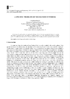 A specific problem of mechanism synthesis