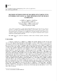 Decision optimization of machine sets taking into consideration logical tree minimization of design guidelines