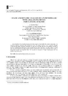 Static and dynamic analysis of a pump impeller with a balancing device. Part I: Static analysis