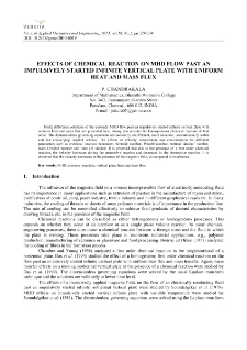 Effects of chemical reaction on MHD flow past an impulsively started infinite vertical plate with uniform heat and mass flux