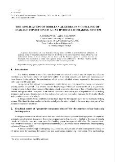 The application of Boolean algebra in modelling of leakage condition of a car hydraulic braking system