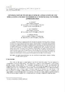 Optimization of pin fin heat sink by application of CFD simulations and doe methodology with neural network approximation