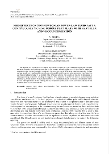 MHD effects on non-Newtonian power-law fluid past a continuously moving porous flat plate with heat flux and viscous dissipation