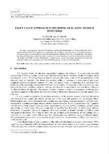 Eigen value approach in micropolar elastic medium with voids