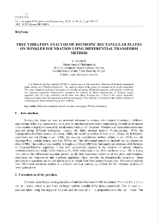 Free vibration analysis of isotropic rectangular plates on Winkler foundation using differential transform method