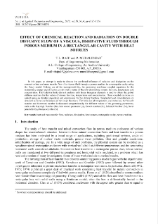 Effect of chemical reaction and radiation on double diffusive flow of a viscous, dissipative fluid through porous medium in a rectangular cavity with heat sources
