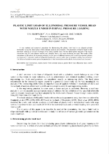 Plastic limit load of ellipsoidal pressure vessel head with nozzle under internal pressure loading