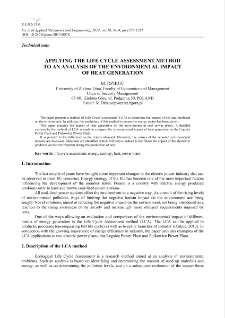 Applying the life cycle assessment method to an analysis of the environmental impact of heat generation