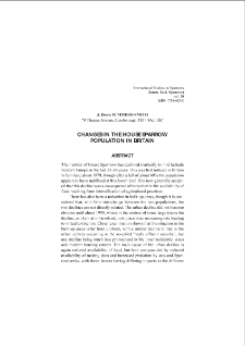 Changes in the house sparrow population in Britain