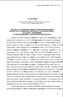 History of the working group on granivorous birds productivity terrestrial section of the International Biological Programme (later International Association for Ecology)