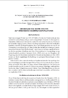 Der einfluss vom winter 1978/1979 auf verschiedene haussperlings-populationen