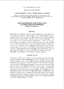 Social environment affects beak color in captive male House Sparrows "Passer domesticus"