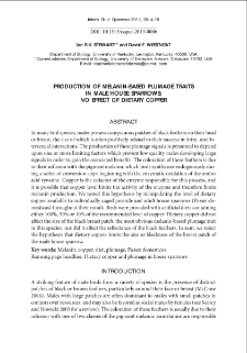 Production of melanin-based plumage traits in male house sparrows: no effect of dietary copper
