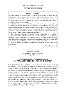 Misapplied ecology: investigations of population decline in the House Sparrow