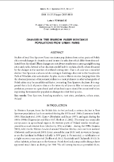 Changes in tree sparrow "Passer montanus" populations from urban parks