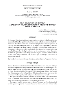 What colour is that sparrow? A case study: colour aberrations in the house sparrow "Passer domesticus"