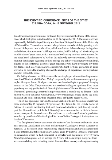 The scientific conference "Birds of the cities" Zielona Góra, 14-16 September 2012