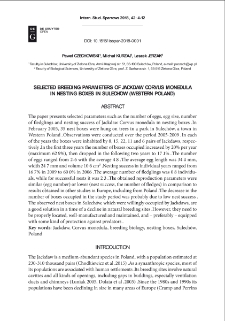 Selected breeding parameters of Jackdaw "Corvus monedula" in nesting boxes in Sulechów (Western Poland)