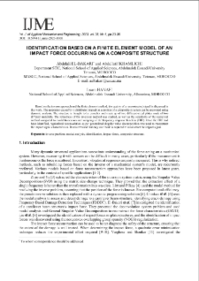 Identification based on a finite element model of an impact force occurring on a composite structure