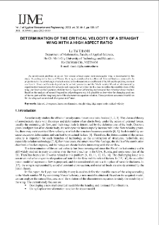 Determination of the critical velocity of a straight wing with a high aspect ratio